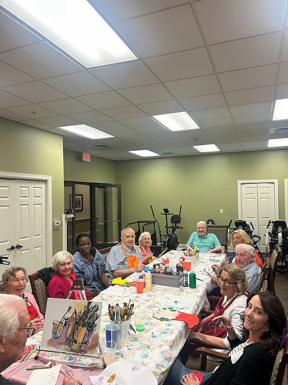 Brookdale Green Hills Cumberland resident painting activity