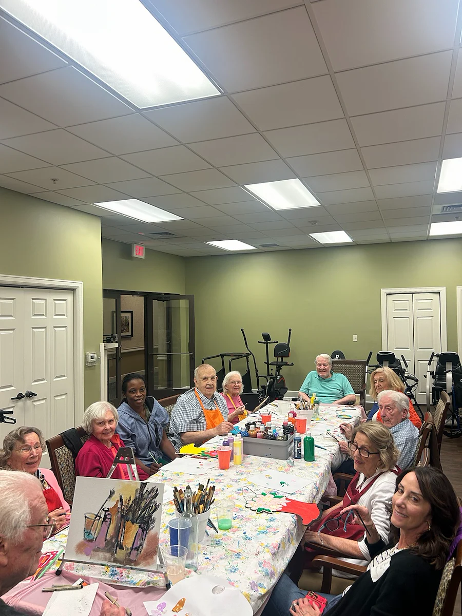 Brookdale Green Hills Cumberland resident painting activity