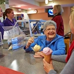 John Knox Village Senior Living CCRC near Kansas City, MO residents eating ice cream