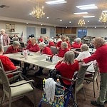 Long House senior living community offering independent living and respite care in Erlanger, KY, residents socializing: "We love to socialize"