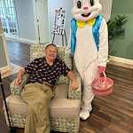 Charter Senior Living of Chattanooga resident enjoys a visit from the Easter Bunny