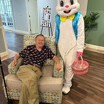 Charter Senior Living of Chattanooga resident enjoys a visit from the Easter Bunny