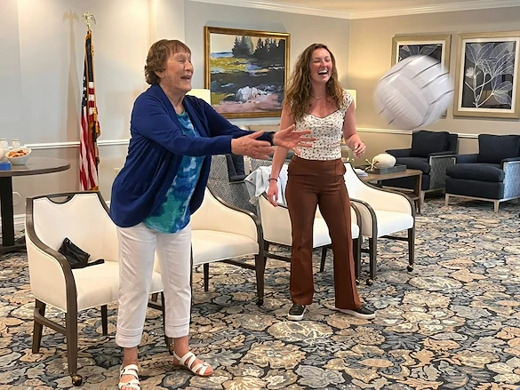 Charter Senior Living of Dedham in Dedham, MA, resident staying active with an activity