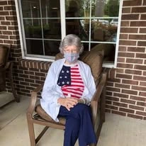 Sterling Heights Gracious Retirement Living Hawthorn Senior Independent Living in Bethlehem, Pennsylvania resident wearing an American flag sweater