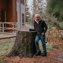 Man enjoying coffee outside