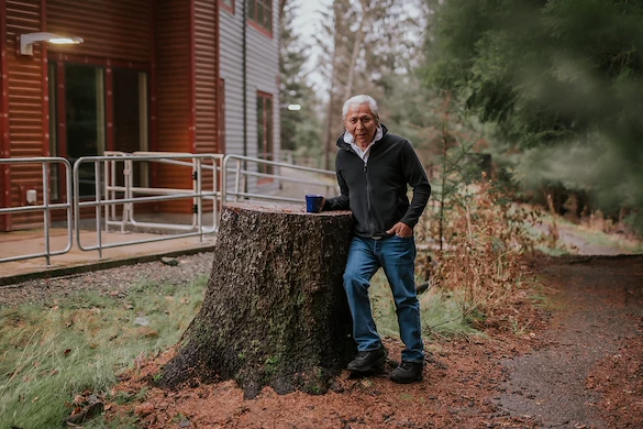 Man enjoying coffee outside