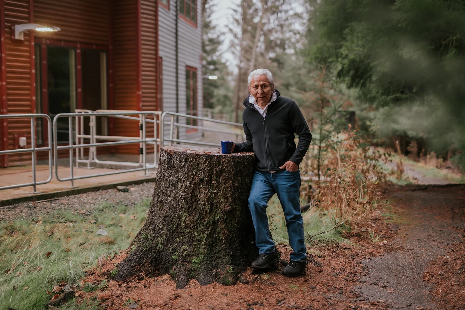 Man enjoying coffee outside
