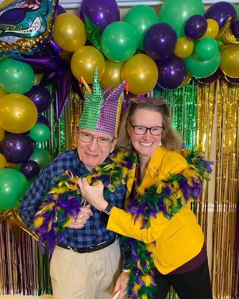 Residents of Verena at Delray celebrating Mardi Gras