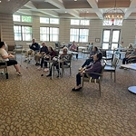Beachwood Commons by New Perspective in Beachwood, OH, residents staying active through a group fitness class