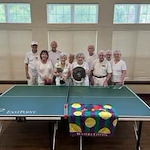 Cypress Springs Gracious Retirement Living Hawthorn Senior Independent Living in Lakewood Ranch, Florida residents playing ping pong table tennis