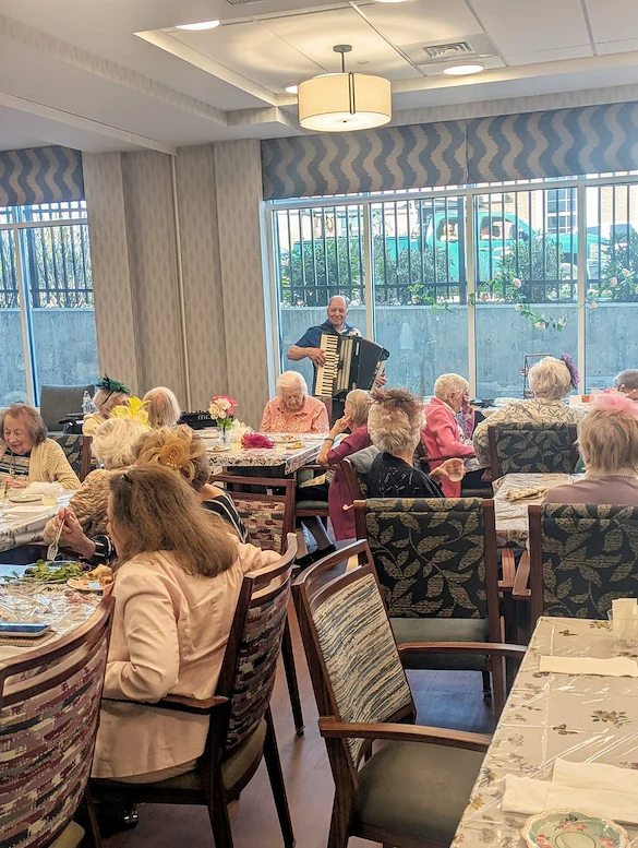 KindCare at Bristol, CT, residents are entertained with a musical performance