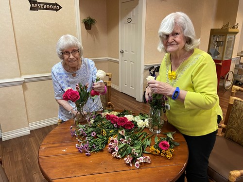 making flower arrangements