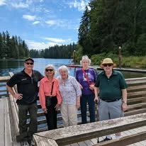 Somerset Lodge Gracious Retirement Living Hawthorn Senior Independent Living in Gladstone, Oregon residents out for a scenic walk