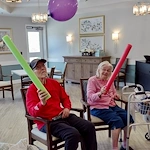 Dublin Glenn Memory Care in Ohio residents have fun staying active with a game