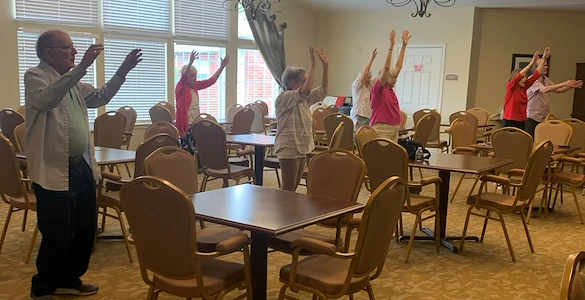 Brookdale Franklin Independent Living in Franklin, TN, residents in an exercise class