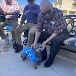 Paloma Landing Retirement Community Hawthorn Senior Independent Living in Albuquerque, New Mexico residents petting puppies