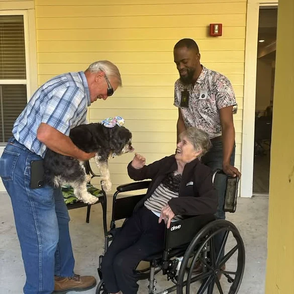 The Blake at Lafayette residents enjoying a lively pet parade