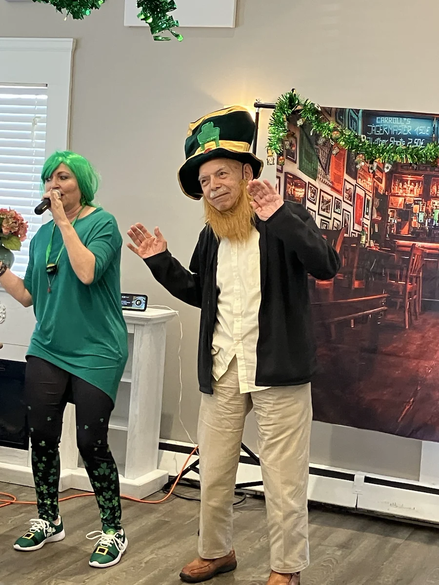 American House Farmington Hills, senior living community offering independent living, assisted living, memory care, and respite care in Farmington Hills, MI, residents dressed up for Saint Patrick's Day