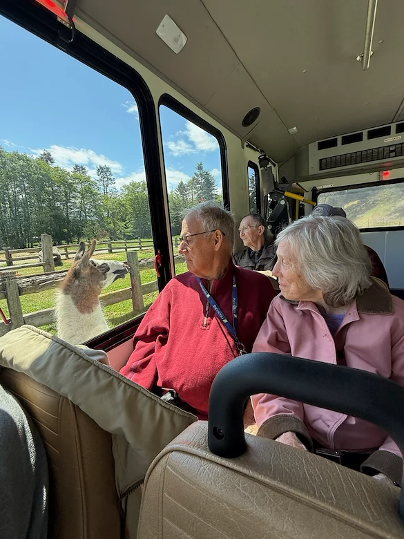 Fieldstone Memory Care of Bainbridge residents enjoy a trip to see animals