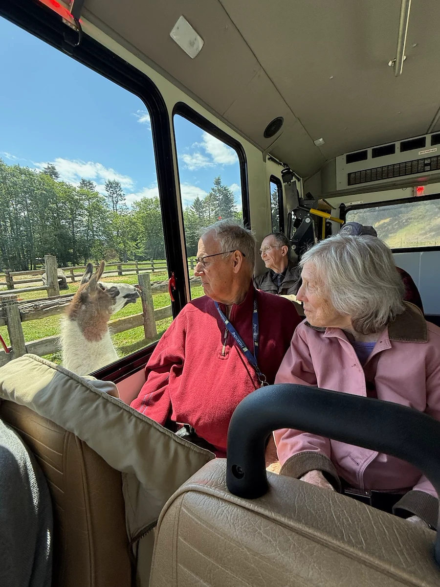 Fieldstone Memory Care of Bainbridge residents enjoy a trip to see animals