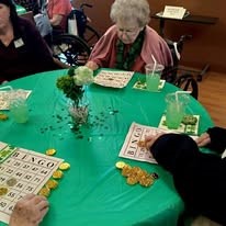 Ascension Living Lakeshore at Siena Memory Care Senior Living in Racine, Wisconsin residents playing bingo