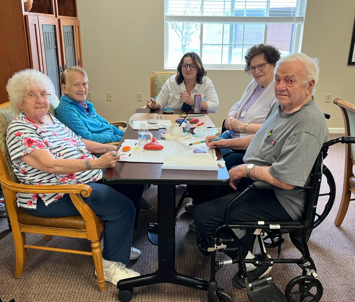 Pathfinder Senior Living in Fremont, NE, residents painting
