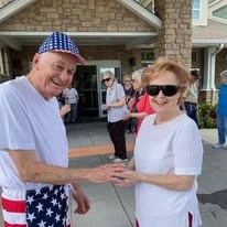 Pioneer Ridge Gracious Retirement Living Hawthorn Senior Independent Living in McKinney, Texas residents celebrating Independence Day