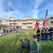 El Dorado Estates Gracious Retirement Living Hawthorn Senior Independent Living in El Dorado Hills, California Veterans ceremony outside