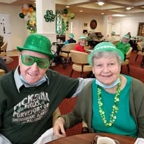 Magnolia Heights Gracious Retirement Living Hawthorn Senior Independent Living in Franklin, Massachusetts residents dressed up for St. Patrick's Day