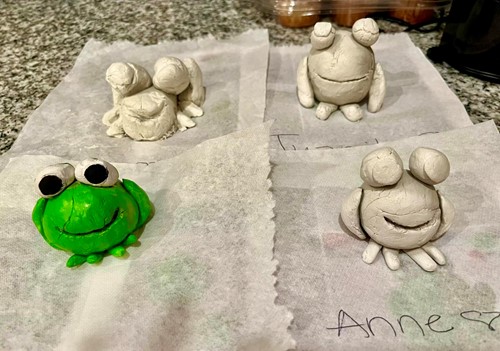 Arts & Crafts making clay frogs :)