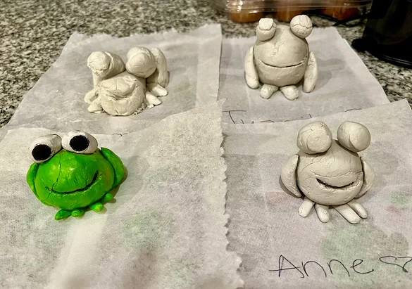 Arts & Crafts making clay frogs :)