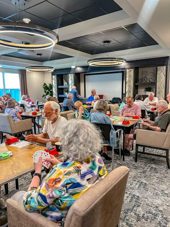 Featherstone at Hickory Hill residents enjoy entertainment outside