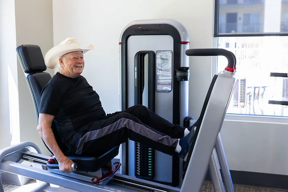 Gentleman in the fitness center at Fellowship Square Tucson
