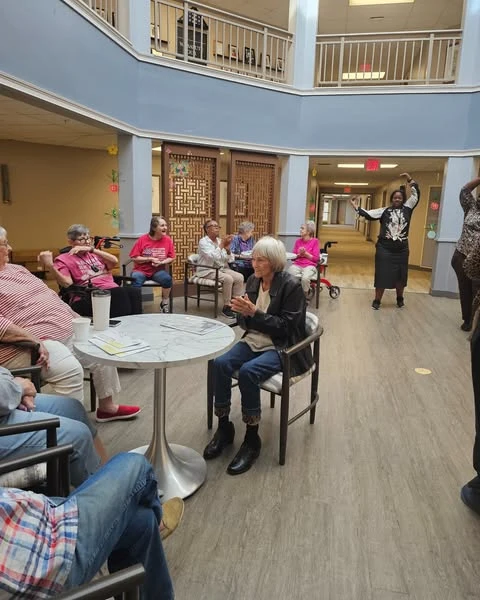 Washington Commons residents stay active by participating in the line dancing classes offered to them