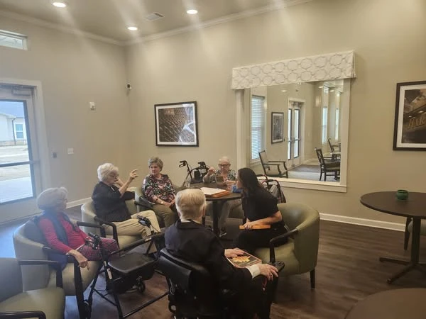 A few of Pinnacle Grove's Senior Living residents learning ASL for the first time