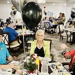 Sequoia Grove Gracious Retirement Living Hawthorn Senior Independent Living in Granite Bay, California residents at a party in the dining room