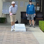 Covenant Living at the Samarkand in Santa Barbara, CA, resident engagement through outdoor activity - cornhole