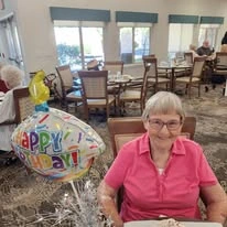 Desert Springs Gracious Retirement Living Hawthorn Senior Independent Living in Oro Valley, Arizona resident celebrating her birthday