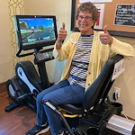 Covenant Living at the Samarkand in Santa Barbara, CA, resident in the fitness room