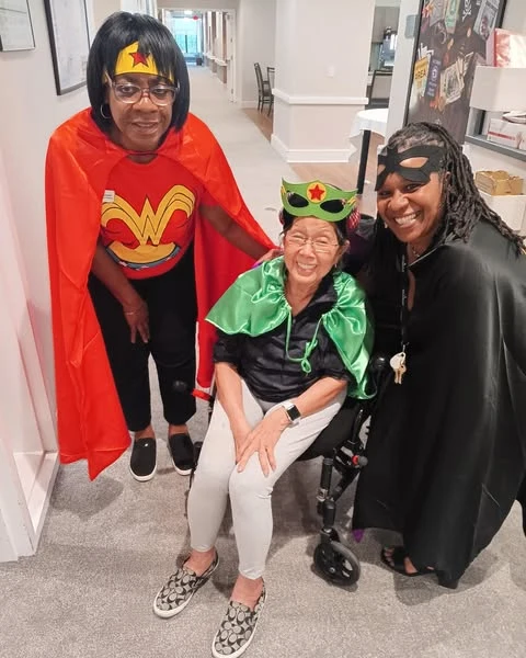 The Barclay at Tuckahoe residents celebrating National Super Hero Day