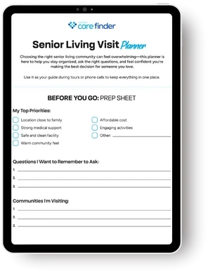 display of the Senior Living Visit Planner on tablet