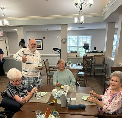 Bennett Place in New Albany, IN, residents enjoying a treat during a birthday celebration