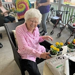 Charter Senior Living of Franklin in Franklin, Tennessee, resident engagement activity - planting flowers