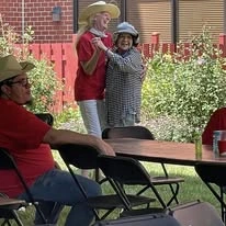 Ascension Casa Scalabrini Senior Living, independent senior living community in Northlake, IL, residents dancing outside