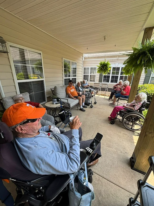 Charter Senior Living of Cleveland residents enjoying time outside