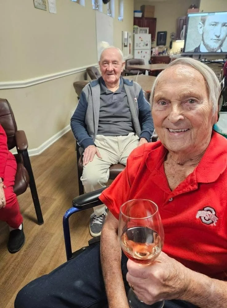 Aberdeen Crossings by New Perspective, senior living community offering assisted living in Highland Heights, OH, smiling residents enjoying each other's company