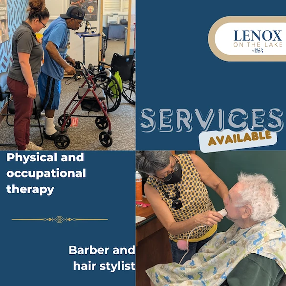 Lenox on the Lake senior living community offering assisted living and memory care in Lauderhill, FL, featuring services such as physical and occupational therapy, plus hair and nail care