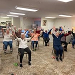 Chesterfield Heights Gracious Retirement Living Hawthorn Senior Independent Living in Midlothian, Virginia resident doing a workout class together