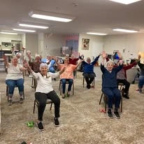 Chesterfield Heights Gracious Retirement Living Hawthorn Senior Independent Living in Midlothian, Virginia resident doing a workout class together