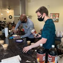 staff making root beer floats at Sterling Heights Gracious Retirement Living Hawthorn Senior Independent Living in Bethlehem, Pennsylvania